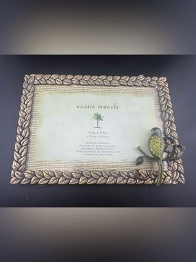 Target Pewter Frame with Green Jeweled Bird Exotic Travels